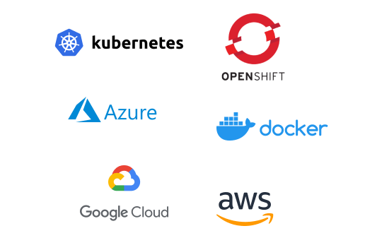 Shows the deployment options possible using Address IQ, includes AWS, GCP, Docker, and Kubernetes.